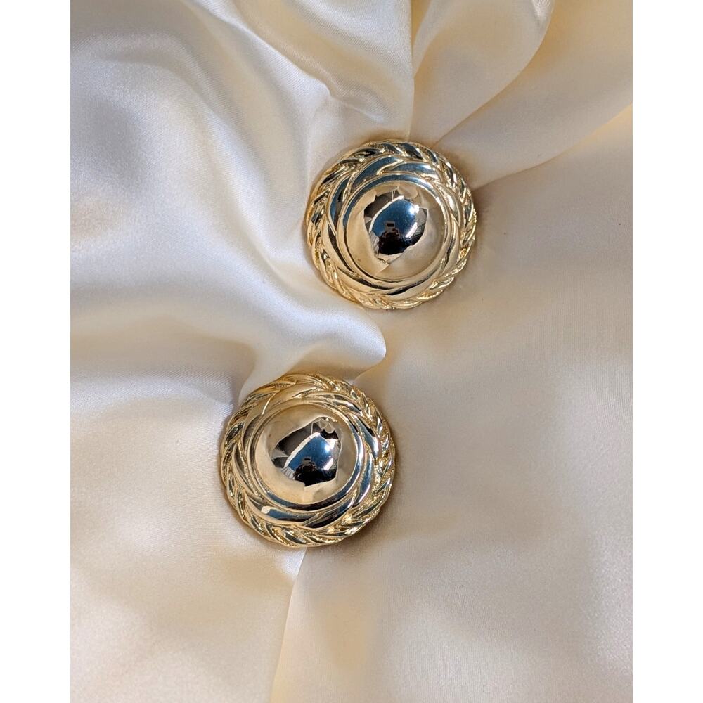 Givenchy Gold Tone Round Clip On Earrings Vintage